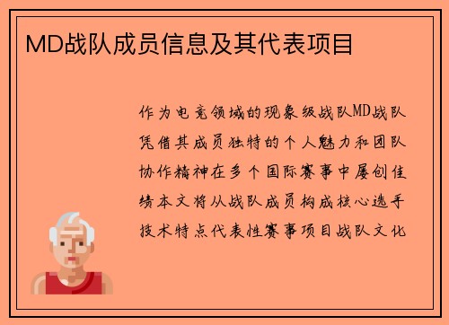 MD战队成员信息及其代表项目
